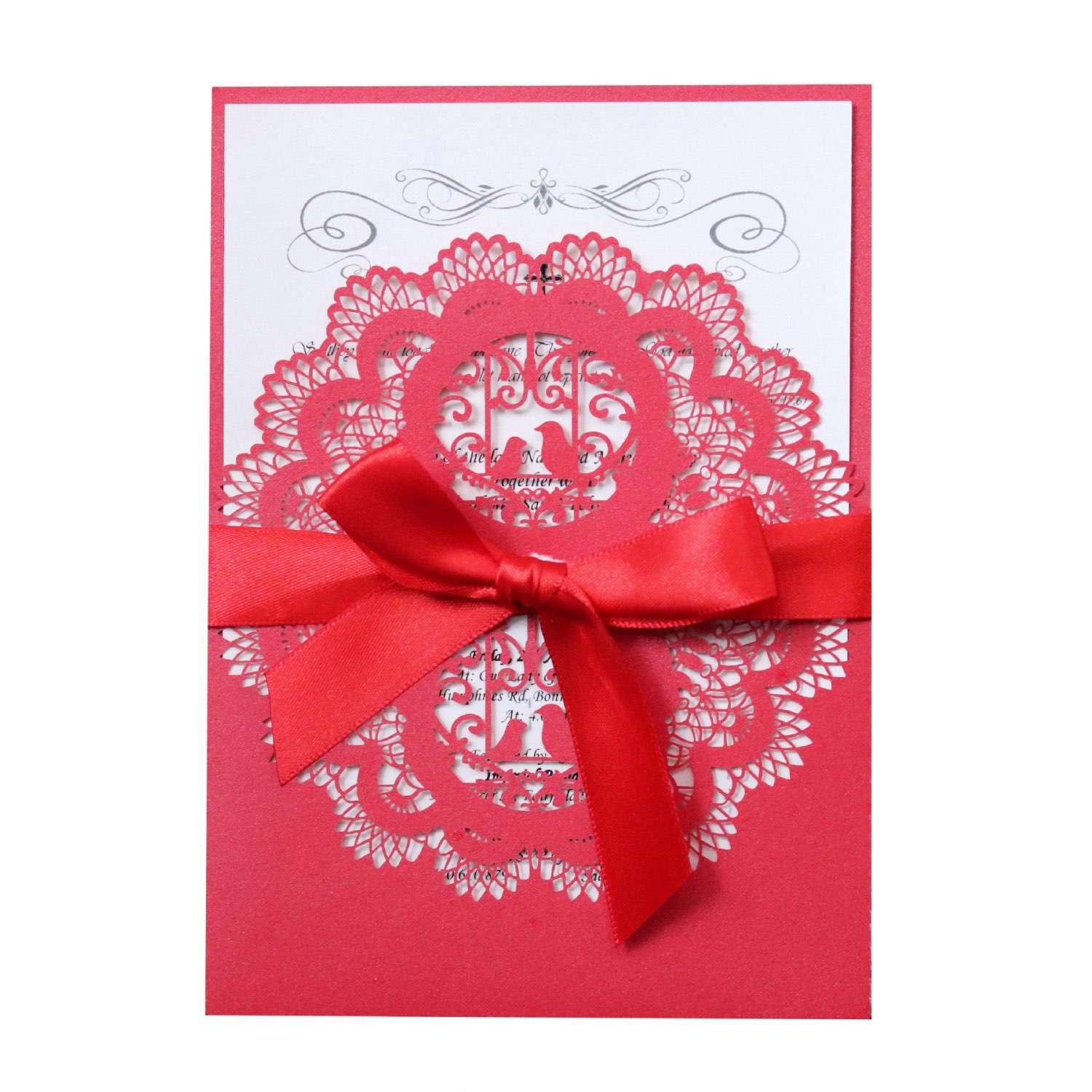 Wedding Invitation Rectangle Marriage Card Design Laser Cut Lace Invitation Custom